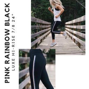 Zyia pink striped black luxe leggings size 2